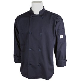 Mercer Culinary M60010NBL Millennia Men's Cook Jacket with Traditional Buttons, Large, Navy Blue