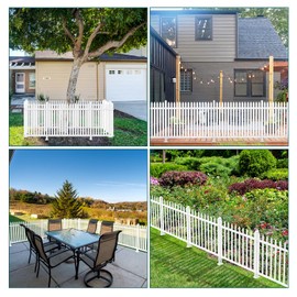 Coarbor 1 Set 84"x36" Vinyl Picket Fence Panel White PVC Garden Decorative Fence for Yard Border Outdoor Patio Pet Barrier Temporary Small Dog Fence(34 Pickets, Straight)