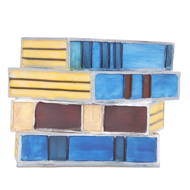 Stained Book Lamp Vintage Style Soft Lighting Stacked Books Table