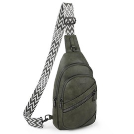 TANTOMI Sling Bag Crossbody Bags for Women Leather Cross Body Bag Trendy Fanny Pack Chest Travel Purse with Adjustable Strap