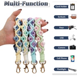 Lostars Boho Macrame Phone Wrist Strap,Phone Wristlet Strap with Tether Tab,Anti-Loss Bracelet Strap (Multicolour-Green)