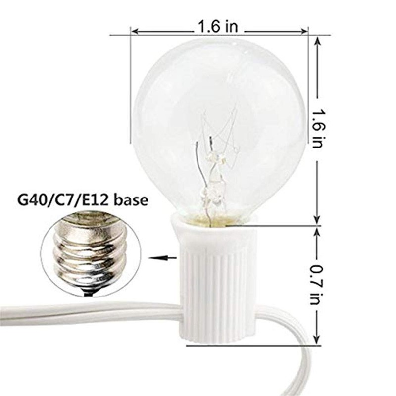 Romasaty 25FT String Lights, G40 Outdoor String Lights Edison Light