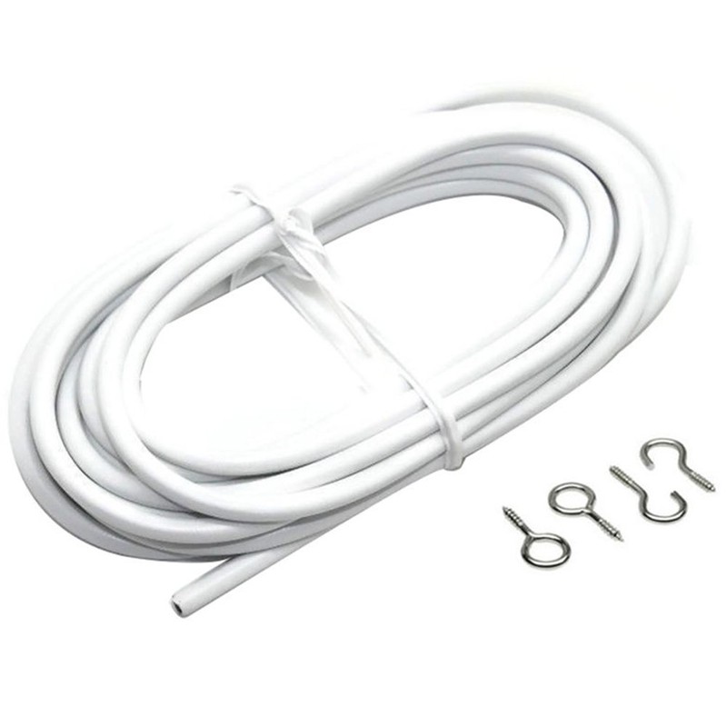 CfoPiryx White Curtain Wire Hanging Cord with Self-Adhesive Hook and