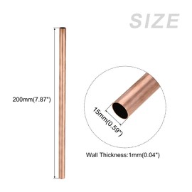 METALLIXITY Copper Tube Copper Hose Copper Tube 15mm OD x 1mm T x 200mm L 3pcs Straight Tube for Furniture Machinery DIY Handicrafts