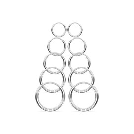Small Hoop Earrings for Women Men Stainless Steel Silver Hoop Earrings Set Rounded Cute Huggie Earrings Hypoallergenic Sleep Earrings 10 Pcs