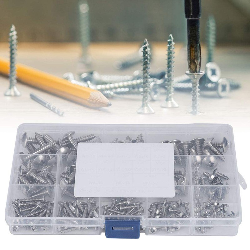 180pcs M3 M4 M5 M6 Stainless Steel Flat Head Self