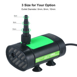 12V DC Brushless Submersible Water Pump 30W Ultra Quiet Fountain Water Pump 7L/Min with 10ft High Lift 3 Size Nozzle for Pond Aquarium Fish Tank Hydroponics
