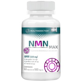 Healthaddiction - Nmn 600 MG con Resveratrol, Semilla de Uva y Té Verde – Suplemento Alimenticio en Cápsulas – 60 Cápsulas de 500 MG