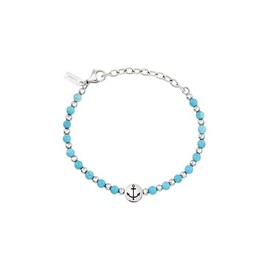 Breil Soundwave Men's Anchor Bracelet TJ3591 Steel with Turquoise Stone, Alloy Steel