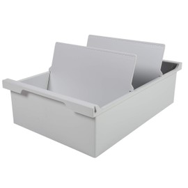 Exacompta 52340D Index File Box DIN A5 Landscape Recycled Plastic with 2 Dividers for up to 1200 Index Cards Light Grey Blue Angel Index Box