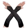 Lufdegim Long Gloves Women's Fingerless Retro Lace Satin Gloves 42