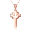 LA BLINGZ 10K Rose Gold Dove Cross Pendant Necklace (Pendant