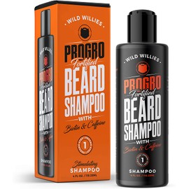 ProGro Beard Shampoo & Wash | Beard Growth & Thickening – Infused with Biotin & Caffeine | Tingly Fresh Clean, Moisturize & Hydrate for Fuller & Younger Looking Beard – (4 oz.) Wild Willies