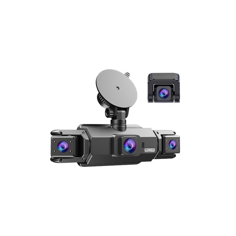 360° Dash Cam Front and Rear Inside, 4 Channel FHD