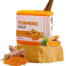 IZBEAUVO Turmeric Soap,Nature Turmeric Soap,Turmeric Brightening Soap,Turmeric Soap Bar,Ginger Extract Soap For Face & Body,Dark Spot Corrector Remover,Moisturizing Erase Fine Lines,Firming