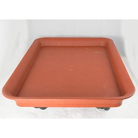 Yubonzai Extra Large Heavy Duty Plastic Humidity/Drip Tray with Casters for Bonsai Trees & House Indoor Plant - 19.5" to 27" (25.5"x 18"x 4.5")