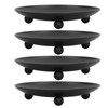 4pcs Iron Plate Candle Holder Retro Modern Round Black Matte