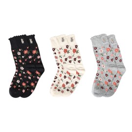 Benefeet Sox Funny Socks for Women Girls Cute Floral Cotton Crew Socks Novelty Embroidered Flower Patterned Designed Casual Socks Kawaii Rabbit Pretty Socks Graphic Mid-calf Dress Socks 5 Pair