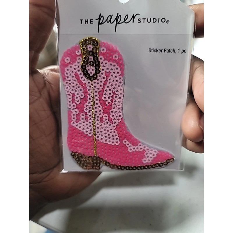 The Paper Studio Cowgirl Boot Sequin Sticker Dimensional Patch ST1
