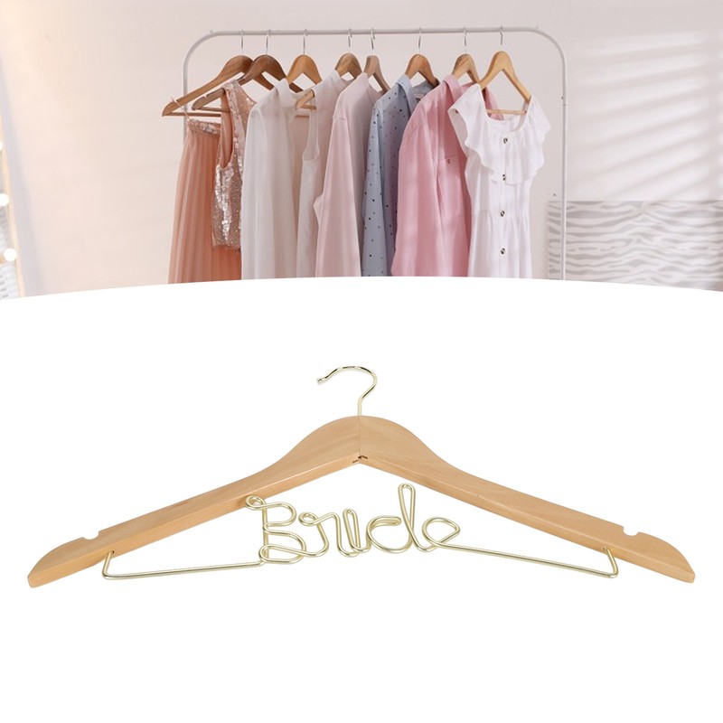 Wedding Hanger Anti Slip Wooden Clothes Hanger Iron Clothing Hanger