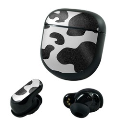 MightySkins Glossy Glitter Skin Compatible with Bose QuietComfort Earbuds II (2022) - Cow Print | Protective, Durable High-Gloss Glitter Finish | Easy to Apply and Change Styles | Made in The USA