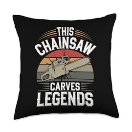 Chainsaw Carving Wood Sculpting Artisan Timber Art Throw Pillow