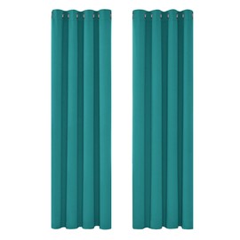 Deconovo Deconovo Super Soft Solid Thermal Insulated Eyelet Bedroom Blackout Curtains for Girls 46 x 90 Inch Turquoise 1 Pair