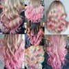 16 Pcs Pink Hair Extensions Curly Wavy Clip in Synthetic