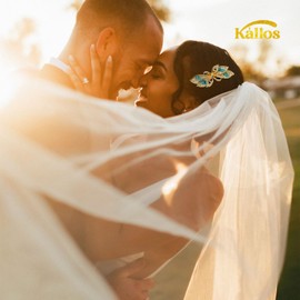 Kàllos Butterfly and flower shape Hair Barrettes, Hair barrettes for Bridals, Hair Pieces, Wedding wear for Girls and Women. (blue and golden multi)