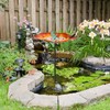 25 Inch Bird Bath, Rustproof Flower Pattern Birdfeeder with Ground