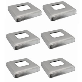 Mewutal 6pcs 2"×1.8" Deck Post Base Cover Stainless Steel Post Skirt Covers Silver 4" Porch Base Brackets External Column Wraps for Fence Railing Stair (Silver)