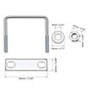 sourcing map Square U-Bolts 2-3/8"(60mm) Inner Width 100mm Length Carbon