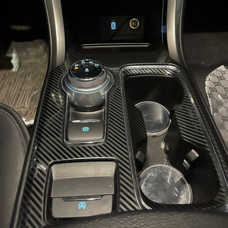 ruihe Carbon Fiber Pattern Car Gear Shift Knob Console Panel