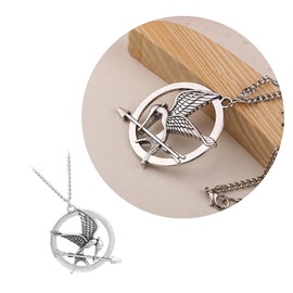 GFLPO 2 Pcs Hunger Games Necklace,Mockingjay Necklace,Anime Necklaces with Mockingjay Pendant,Anime Movies Cosplay Jewelry Accessories Charm Gifts for Man Women Friends