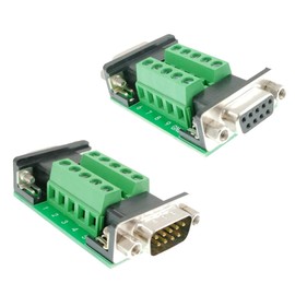 BUELEC DB9 Breakout Board Adapter 2-Pack - DB9 Male & Female to Terminal Connector for RS232/RS485/CAN/RS422 Serial Signals, 9-Pin D-Sub to Screw Terminal Module (6cm x 3cm)