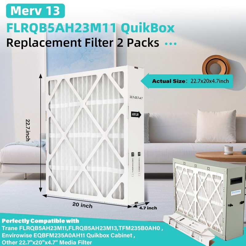 Upgrade FLRQB5AH23M11 Merv 13 22.7"x20"x4.70" Air Filter Compatible with Trane
