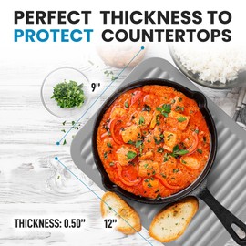 Zulay 2-Pack 9"x12" Silicone Trivets for Hot Pots & Pans – Heat-Resistant, Non-Slip Trivet Mats – Durable, Flexible, Multi-Purpose Hot Pads for Kitchen Counter & Table - Gray