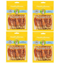 UrbanX HealthyBones Rawhide Free Healthy Foods for Chigi and Other Small Mixed Breed Dogs, Chicken Wrapped Bone Sticks Dog Foods, Soft Chewy Foods for Training Rewards, 28 Count