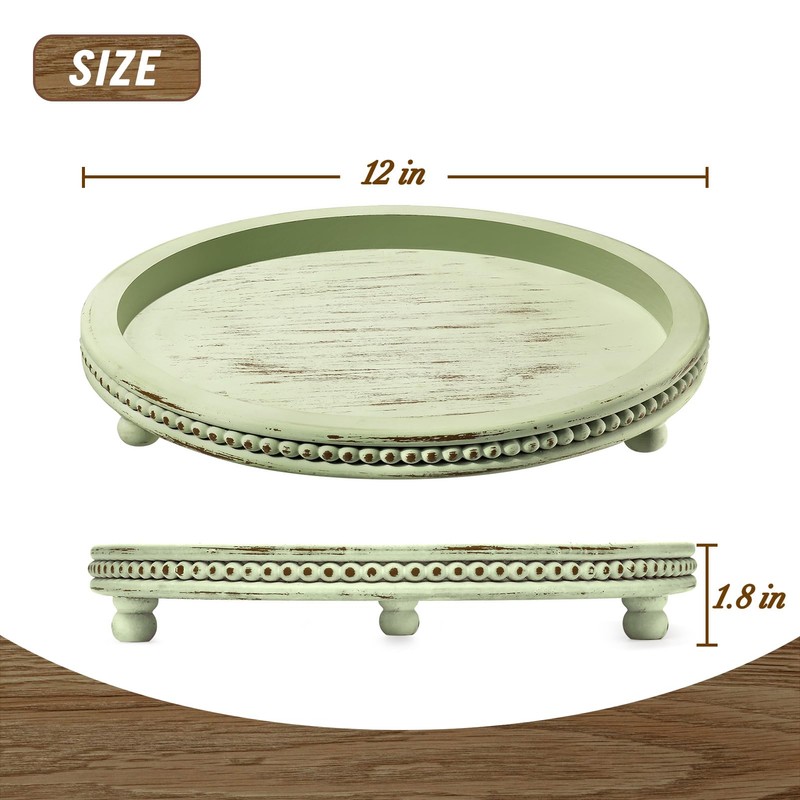 KULEDM Handmade Wooden Decorative Tray, Small Beaded Coffee Table Tray
