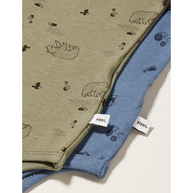PIPPI Unisex Baby Bodysuit SS AO-printed (4 Pack) Shaping Bodysuit,