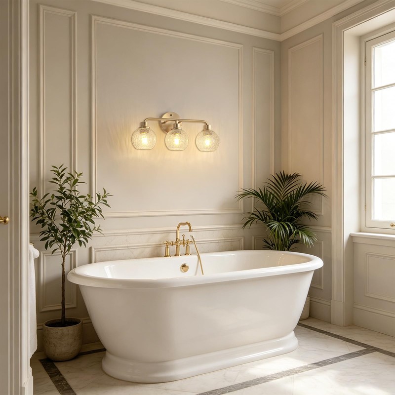 Watyo Bathroom Light Fixtures Gold Vanity Light 3 Light Wall
