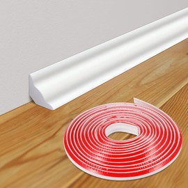 Frienda 16.4 ft x 1/2 Inch Peel and Stick Baseboard Molding Trim Flexible Self-Adhesive Wall Base Moulding Trim Quarter Round Caulk Strip TPE for Protector Floor Edges Bathroom Kitchen Countertop
