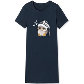 In One Clothing Girls' Nightdress with Short Sleeves, Soft Single Jersey Made from 100% Cotton, with Owls or Sloth Motif Print, Owl sleeping cap