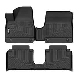IKON MOTORSPORTS 3D TPE Floor Mats, Compatible with 2022-2024 Hyundai Ioniq 5 Limited with Sliding Center Console, All Weather Waterproof Anti-Slip, Front & 2nd Row Full Set Car Accessories, Black
