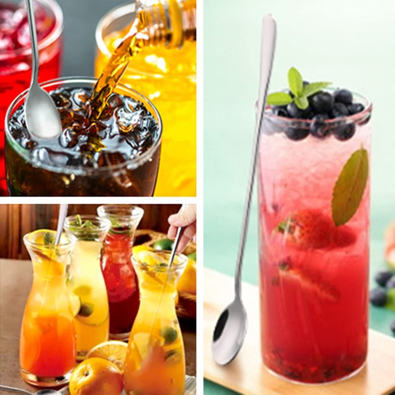 8 Inch Long Handle Spoon Iced Tea Spoons, 4pcs Coffee