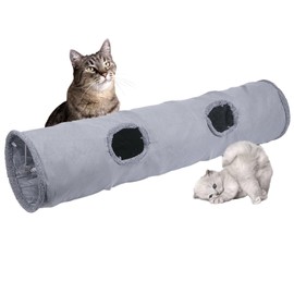 TiLanmiy Cat Tunnel, Durable Suede Collapsible Cat Play Tube Toys with Play Ball, Indoor Cat Play Tunnel for Cat, Puppy, Kitty, Kitten, Rabbit (Medium)