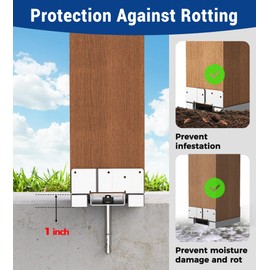 vikofan 4 PCS 6x6 Post Base for Concrete, Heavy-Duty Electro-Galvanized Post Bracket for 5.5" x 5.5" Wooden Posts, 1" Standoff Elevation for Decks, Pergolas and Patios (Fasteners Not Included)
