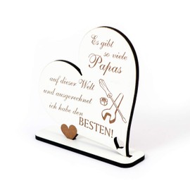 Decorative Stand Heart Saying "Bester Papa der Welt" Sign 15 x 14 cm