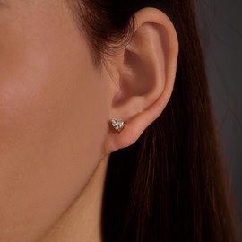 SHINYTE CATALINE 14k Brass Diamond Stud Earrings,Cut Cubic Zirconia Stud Earrings For Women,Jewellery Gift for Her