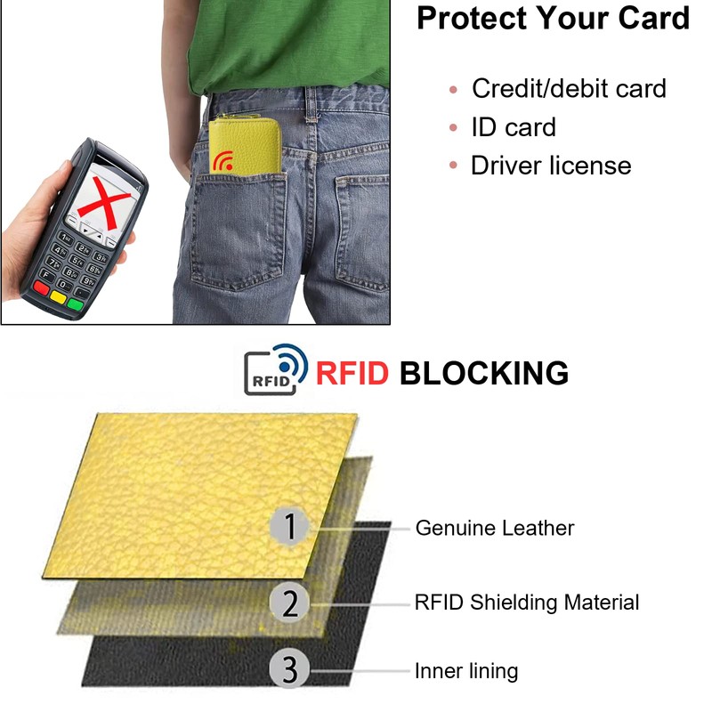 ProChosen Credit Card Holder Wallet,RFID Blocking Small Wallets Genuine Leather